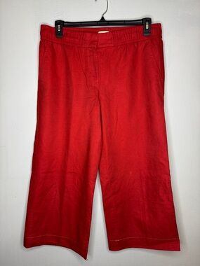 LOFT Red Wide-Leg Casual Linen Pants Size Medium